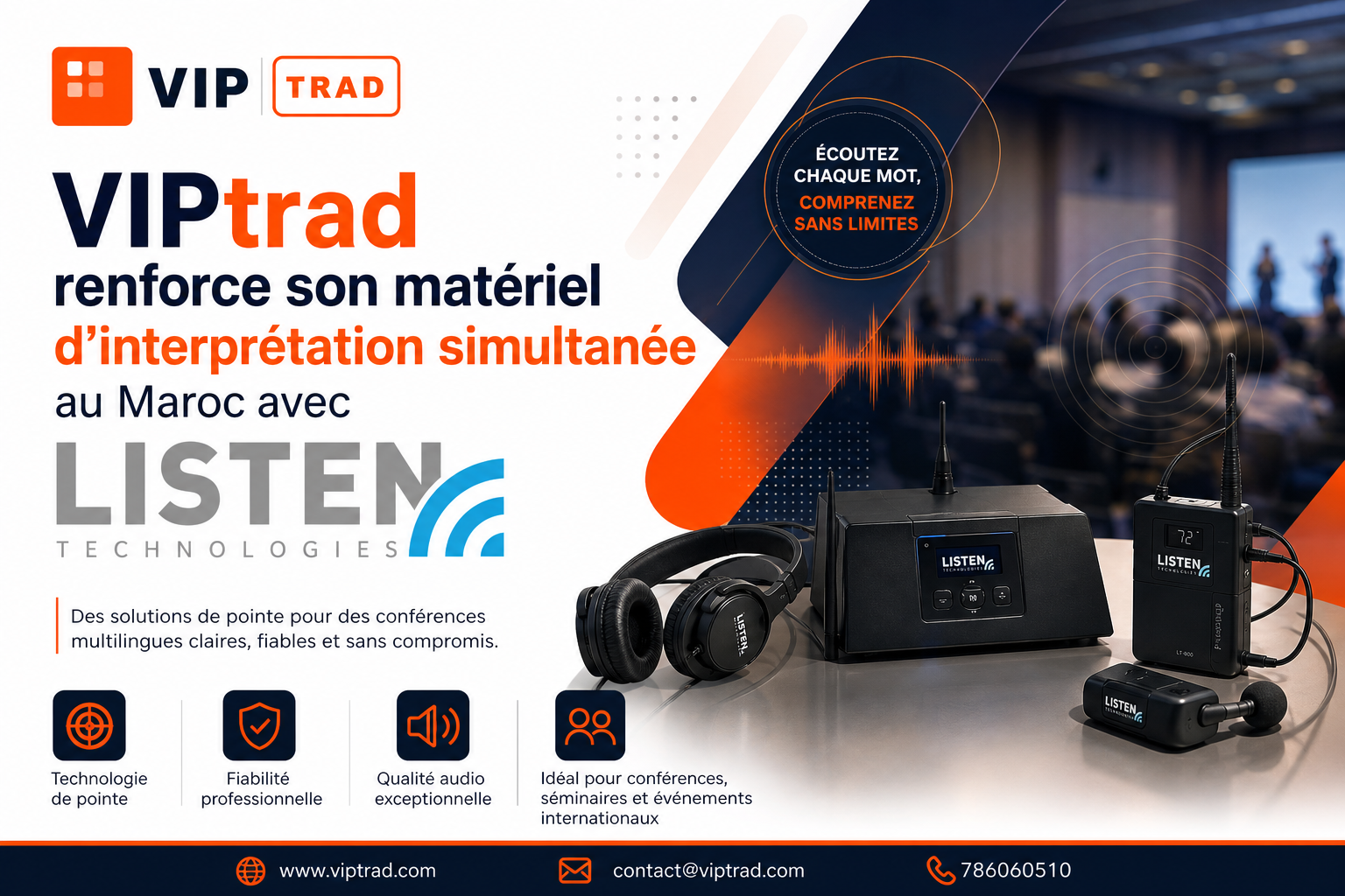 VIPtrad renforce son matériel d’interprétation simultanée au Maroc avec Listen Technologies